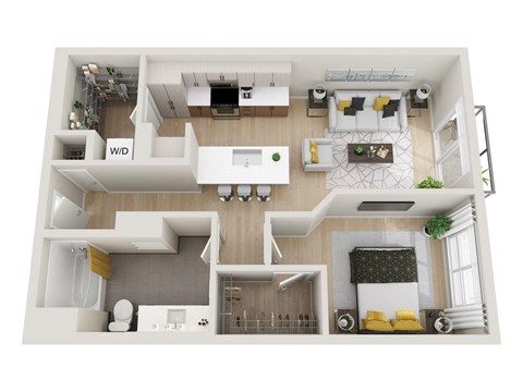 a floor plan of a two bedroom apartment with two bathrooms and a balcony at Ion Town Center, Shoreline, WA